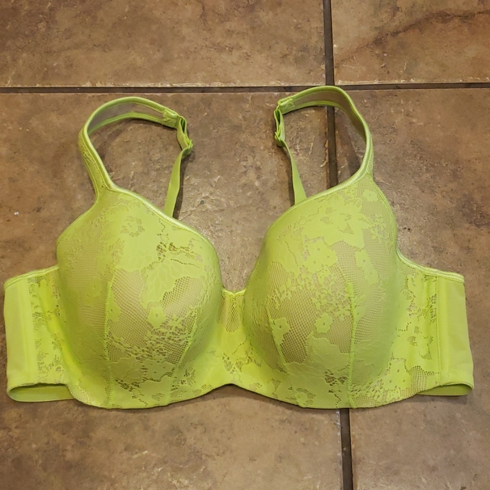 Cacique lime green lace underwire bra 44c